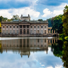 Fototapeta na wymiar Palace on the Isle also known as Baths Palace or Palace on the Water - Royal Baths Park, Warsaw, Poland