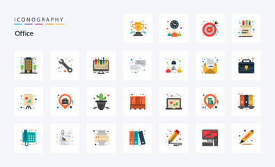 25 Office Flat color icon pack