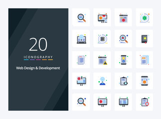 20 Web Design And Development Flat Color icon for presentation