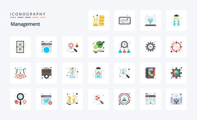 25 Management Flat color icon pack