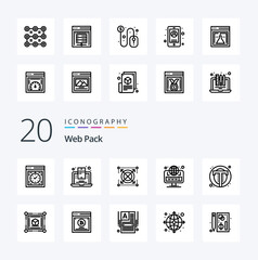 20 Web Pack Line icon Pack like interface site web blogging globe pack