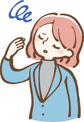 めまいがする女性　イラスト