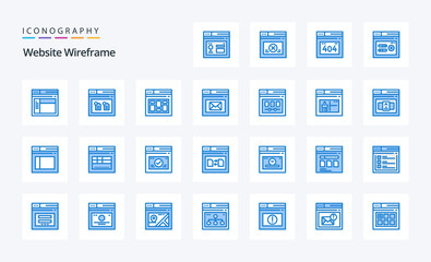 25 Website Wireframe Blue icon pack