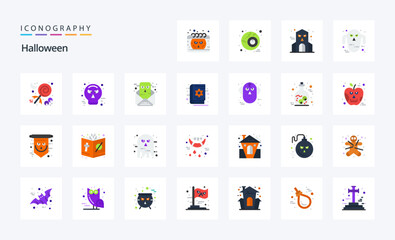 25 Halloween Flat color icon pack