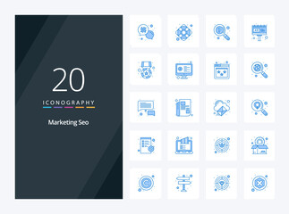 Fototapeta na wymiar 20 Marketing Seo Blue Color icon for presentation