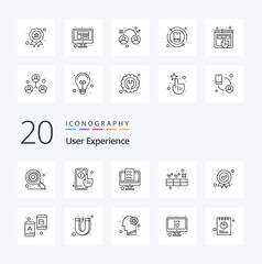20 User Experience Line icon Pack like award data computer cleaning clean