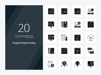 Fototapeta na wymiar 20 Programming And Coding Solid Glyph icon for presentation