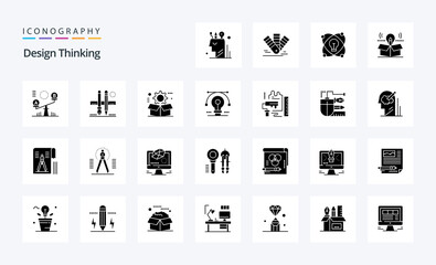 25 Design Thinking Solid Glyph icon pack