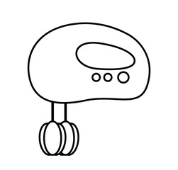 Simple icon of bakery. Line sticker with portable cream whipping mixer. Confectionery equipment. Design element for interfaces and print. Cartoon flat vector illustration isolated on white background