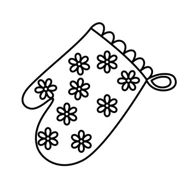 floral oven mitt outline clip art preview