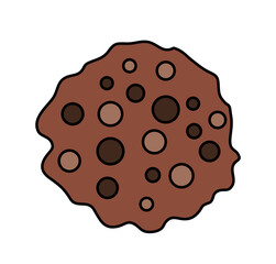 Simple icon of bakery. Colorful sticker with delicious sweet chocolate pastries. Brownie cookie. Design element for social networks. Cartoon flat vector illustration isolated on white background