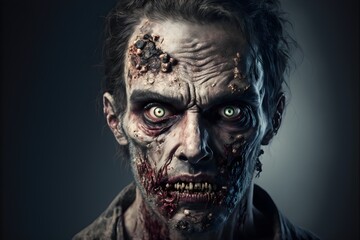 High quality illustration of a man transformed into a scary zombie
