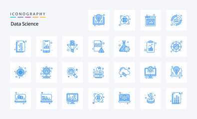 25 Data Science Blue icon pack