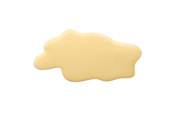 Puddle of vegetable oil on white background, top view