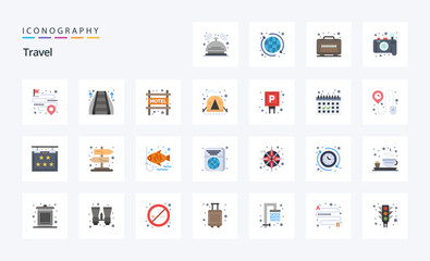 25 Travel Flat color icon pack