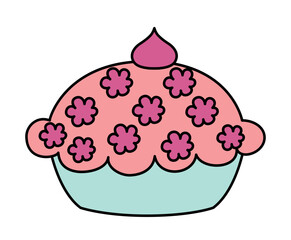 Simple icon of bakery. Delicious or tasty fruit pie or berry tart. Sweet dessert or pastry. Design element for stickers and websites. Cartoon flat vector illustration isolated on white background