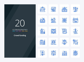 Fototapeta na wymiar 20 Crowdfunding Blue Color icon for presentation