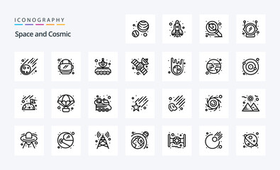 25 Space Line icon pack