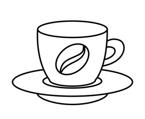 Simple icon of bakery. Line sticker with mug or cup of caffeinated hot drink. Delicious coffee or tea. Design element for apps and sites. Cartoon flat vector illustration isolated on white background