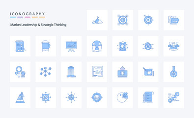 25 Market Leadership And Strategic Thinking Blue icon pack