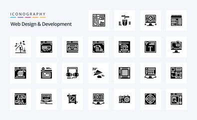 25 Web Design And Development Solid Glyph icon pack