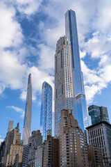 Fototapeta na wymiar Tall Skyscrapers in Midtown Manhattan New York Near Central Park