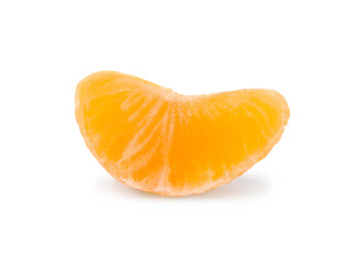 Fresh juicy tangerine segment isolated on white