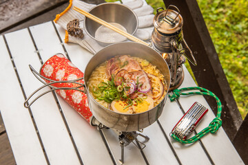 アウトドアでクッキング　Outdoor cooking made at the campsite