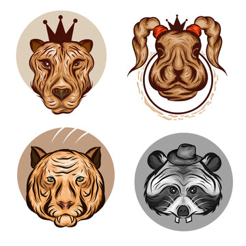 animals mascot logo set bundle