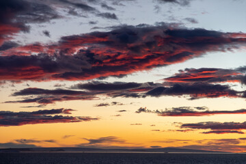 Naklejka na ściany i meble Antarctic sunset reflections on the Bransfield Strait in Antarctica