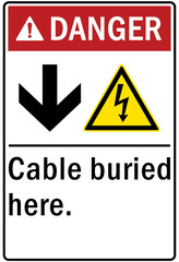 Buried cable electrical sign and labels no dig, call before digging