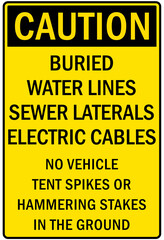 Buried cable electrical sign and labels no dig, call before digging