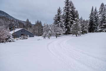 Fototapeta na wymiar Barn in the snow