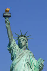 The Statue of Liberty (La Liberté éclairant le monde), Liberty Island, New York City, United States.