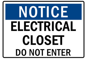 Electrical closet sign and labels