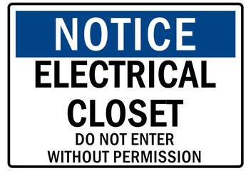 Electrical closet sign and labels