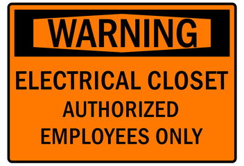 Electrical closet sign and labels