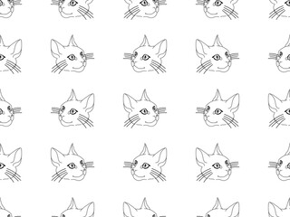 Cat cartoon character seamless pattern on white background