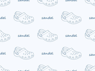 Sandals cartoon character seamless pattern on blue background