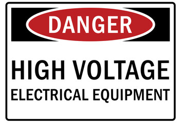 Electrical equipment sign and labels high voltage