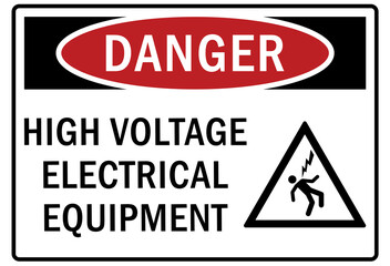 Electrical equipment sign and labels high voltage