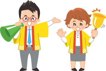 法被を羽織ったイベントスタッフ