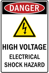 Electrical hazard sign and labels high voltage