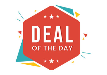 Daily Deals of The Day with Decorative Lettering Text Style for Poster or Label in Flat Cartoon Hand Drawn Background Templates Illustration