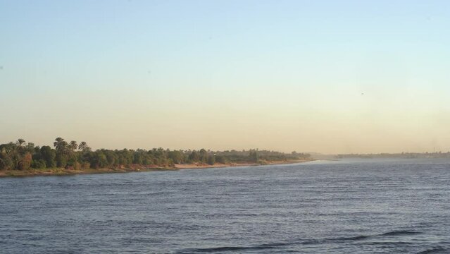 Nile River in Egypt Sudan border at Sunset