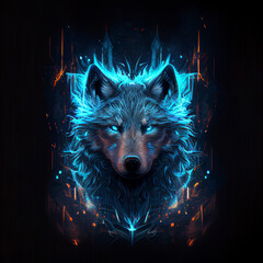 Glowing wolf logo - obrazy, fototapety, plakaty