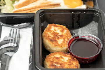 fast food and unhealthy eating concept - closeup of fast food snacks