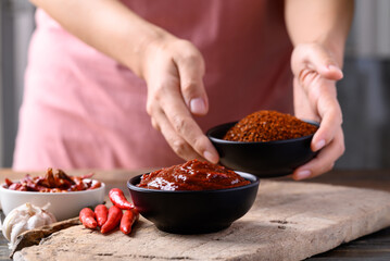 Gochujang (red chili paste), spicy and sweet fermented condiment in Korean food