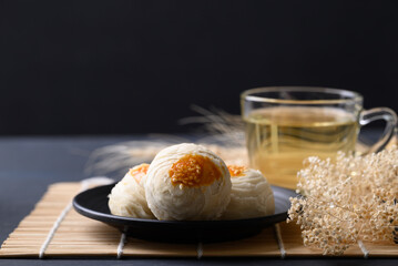 Chinese pastry moon cake, Traditional dessert celebrating in Chinese festival mid autumn or new year