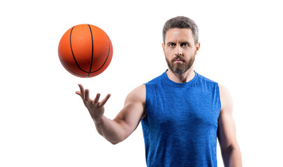 Fototapeta premium sport man basketball player with ball in motion. sport man basketball player isolated on white